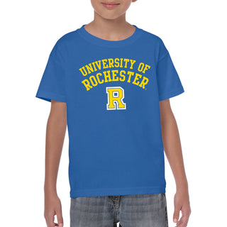 University of Rochester Yellowjackets Arch Logo Youth Short Sleeve T Shirt - Royal