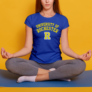 University of Rochester Yellowjackets Arch Logo Womens Short Sleeve T Shirt - Royal