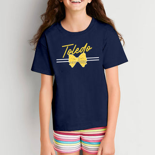 Toledo Bow Script Youth T-Shirt - Navy