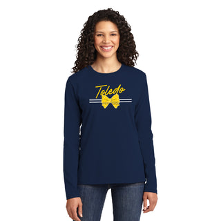 Toledo Bow Script Womens Long Sleeve - Navy