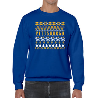 Pittsburgh Panthers Holiday Sweater Crewneck Sweatshirt - Royal