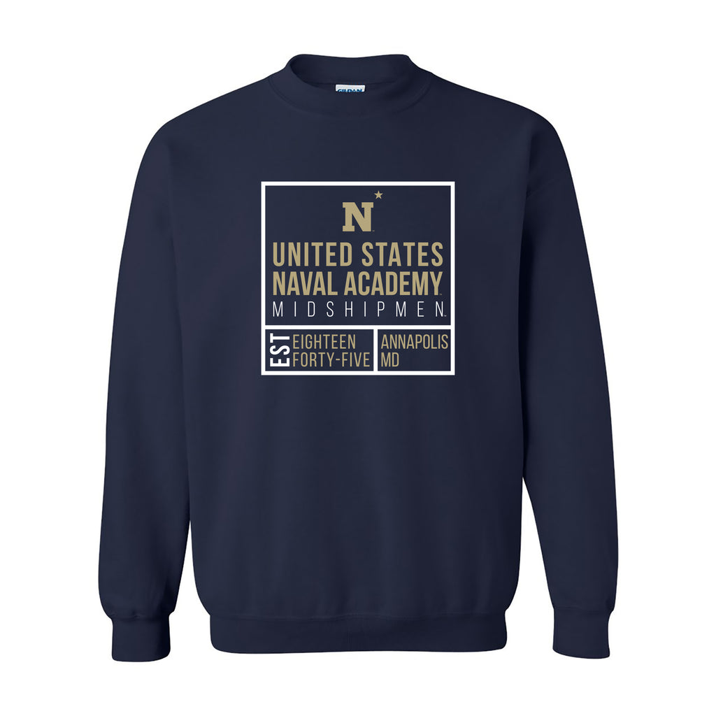 US Naval Academy Box Label Crewneck - Navy – Underground Printing