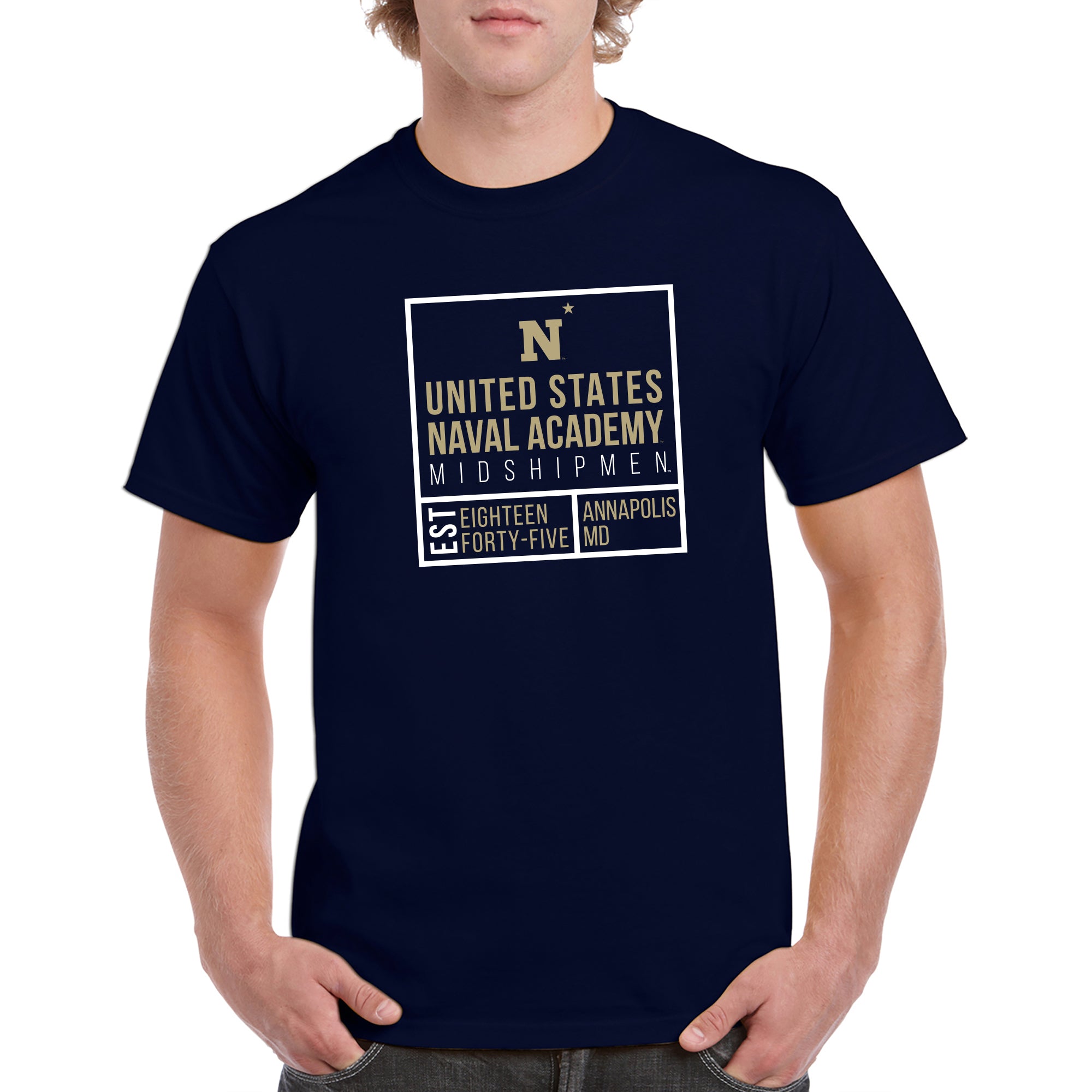 US Naval Academy Box Label T Shirt - Navy – Underground Printing