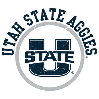 Utah State Aggies Distressed Circle Logo Long Sleeve T-Shirt - White