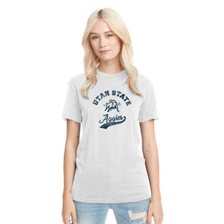 Utah State Aggies Retro Script NLA Triblend T-Shirt - Heather White