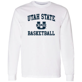 Utah State Aggies Arch Logo Basketball Long Sleeve - White