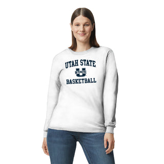 Utah State Aggies Arch Logo Basketball Long Sleeve - White