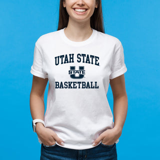 Utah State Aggies Arch Logo Basketball T-Shirt - White