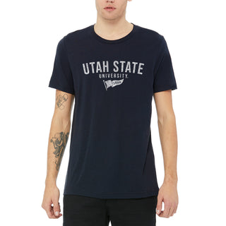 Utah State Aggies Distressed Year Banner Triblend T-Shirt - Solid Navy