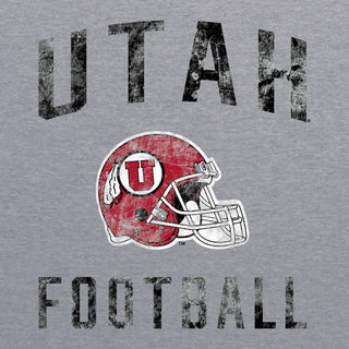 Utah Utes Faded Football Helmet Triblend T-Shirt - Athletic Grey