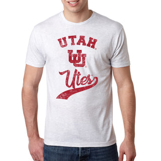 Utah Utes Retro Script Premium Triblend T-Shirt - Heather White