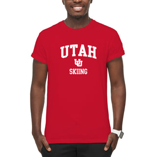 Utah Utes Arch Logo Skiing T-Shirt - Red