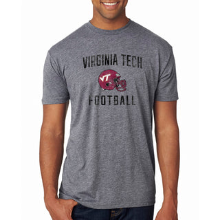 Virginia Tech Faded Football Helmet NLA Triblend T-Shirt - Premium Heather