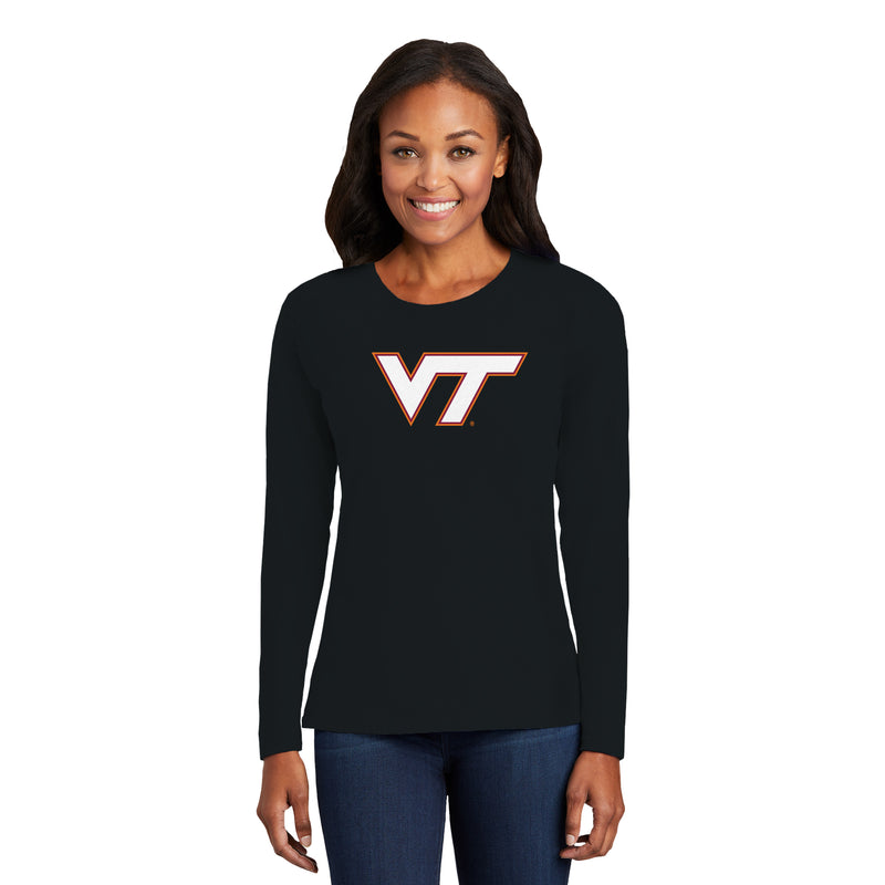 Virginia Tech Primary Logo Womens Long Sleeve - Black