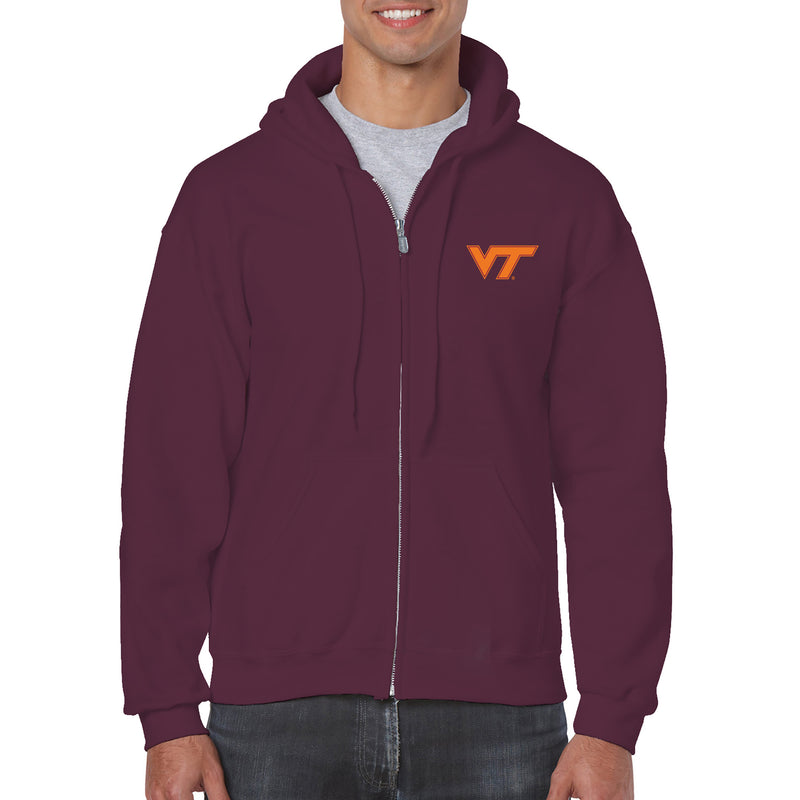 Virginia Tech Primary Logo LC Zip Hoodie - Maroon