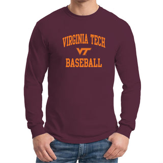 Virginia Tech Arch Logo Baseball Long Sleeve - Maroon