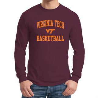 Virginia Tech Arch Logo Basketball Long Sleeve - Maroon
