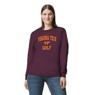 Virginia Tech Arch Logo Golf Long Sleeve - Maroon