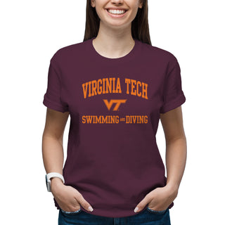 Virginia Tech Arch Logo Swimming & Diving T-Shirt - Maroon