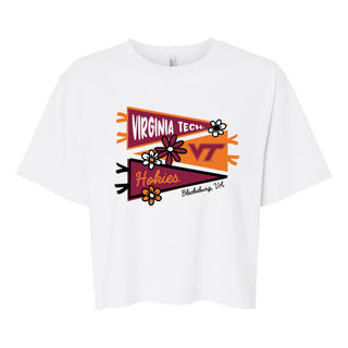 Virginia Tech Cute Pennant Womens Fine Jersey Boxy Tee - White
