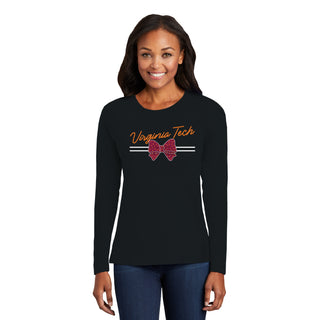 Virginia Tech Bow Script Womens Long Sleeve - Black