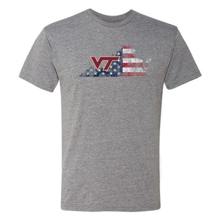 Virginia Tech Patriotic State Silhouette NLA Triblend T-Shirt - Premium Heather