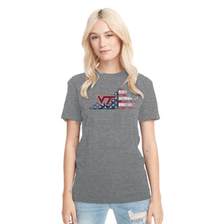 Virginia Tech Patriotic State Silhouette NLA Triblend T-Shirt - Premium Heather