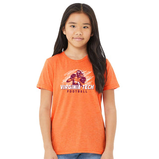 Virginia Tech Football Action Triblend Youth T-Shirt - Orange Triblend