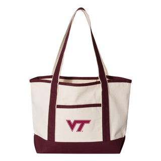 Virginia Tech Small Deluxe Canvas Tote - Natural/Maroon