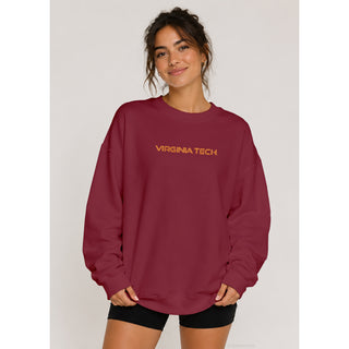 Virginia Tech Wordmark EMB BTB Crewneck