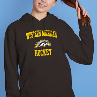 Western Michigan University Broncos Arch Logo Hockey Hooded Sweatshirt - Dark Chocolate