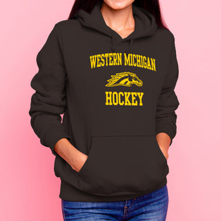 Western Michigan University Broncos Arch Logo Hockey Hooded Sweatshirt - Dark Chocolate