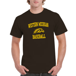 Western Michigan Arch Logo Baseball T-Shirt - Dark Chocolate