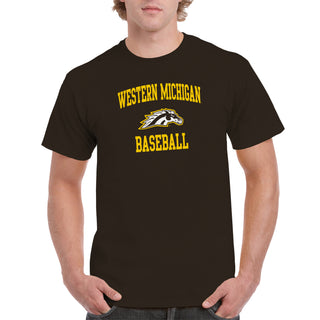 Western Michigan Arch Logo Baseball T-Shirt - Dark Chocolate