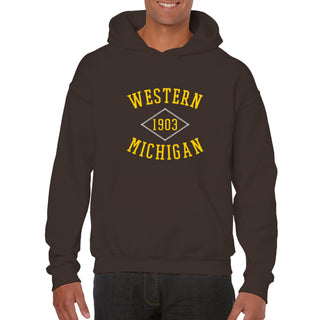 Western Michigan Faux Stitch Arch Hoodie - Dark Chocolate