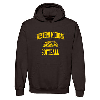 Western Michigan Arch Logo Softball Hoodie - Dark Chocolate