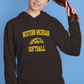 Western Michigan Arch Logo Softball Hoodie - Dark Chocolate