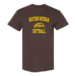 Western Michigan Arch Logo Softball T-Shirt - Dark Chocolate