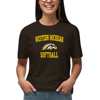 Western Michigan Arch Logo Softball T-Shirt - Dark Chocolate