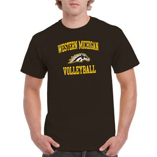 Western Michigan Arch Logo Volleyball T-Shirt - Dark Chocolate