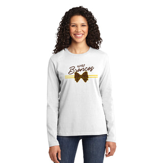 Western Michigan Bow Script Womens Long Sleeve - White
