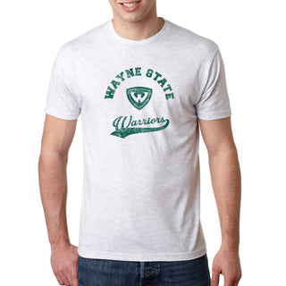 Wayne State Retro Script NLA Triblend T-Shirt - Heather White