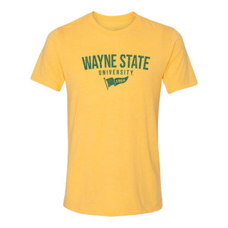 Wayne State Distressed Year Banner Canvas Triblend T-Shirt - Yellow Gold