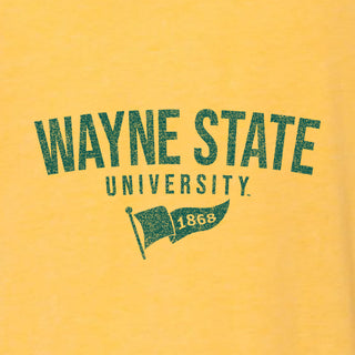 Wayne State Distressed Year Banner Canvas Triblend T-Shirt - Yellow Gold