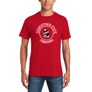 Youngstown Penguins Distressed Circle Logo T-Shirt - Red