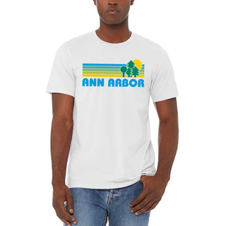 Ann Arbor Retro Treeline Triblend T-Shirt - Vintage White