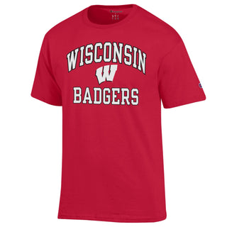 Wisconsin Arch Over Badgers Champion Basic SS T-Shirt - Scarlet