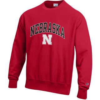 Nebraska Arch Over N Champion PB Crewneck - Scarlet