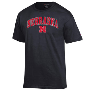 Nebraska Arch Over N Champion Basic T-Shirt - Black