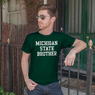 Michigan State University Spartans Basic Block Brother Premium Cotton Short Sleeve T Shirt - Forest Green